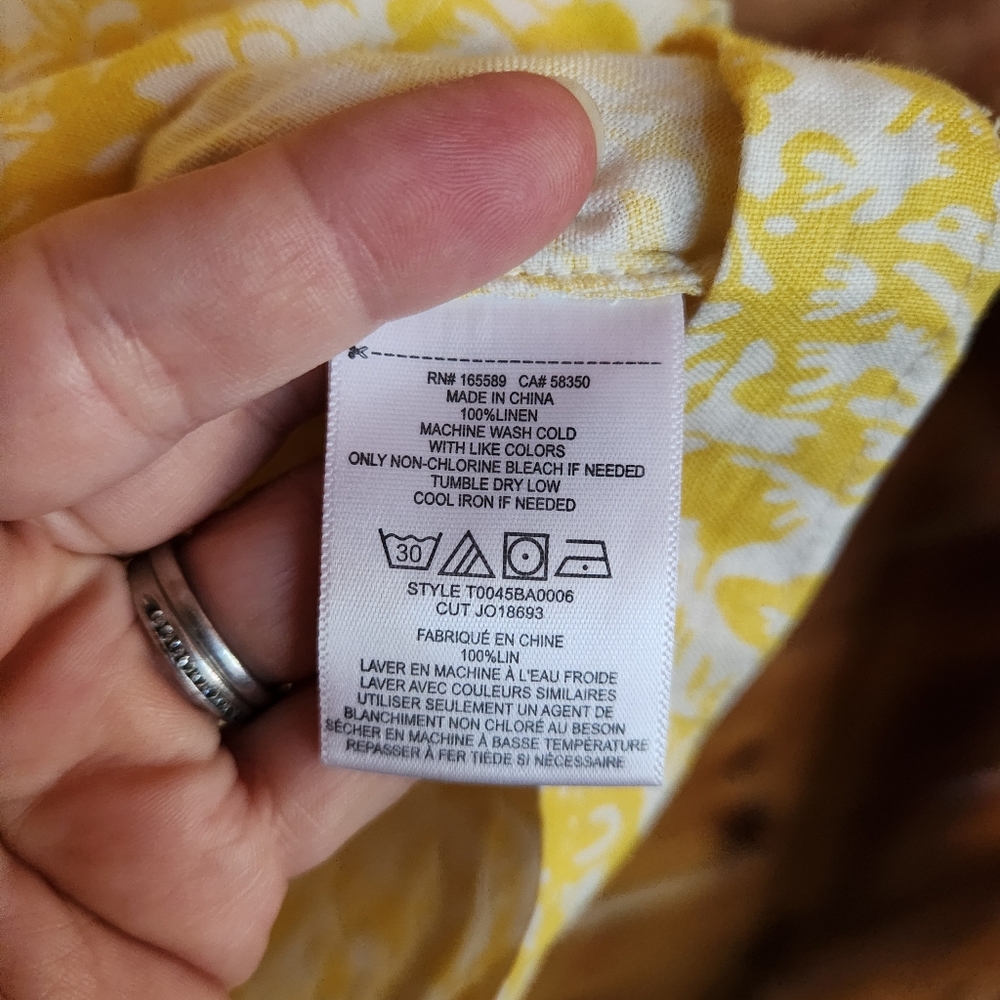 Joie NWT Renae B Yellow Floral Linen Shirt Peekaboo Cutout Back Stretch Top Sz S - Picture 8 of 13